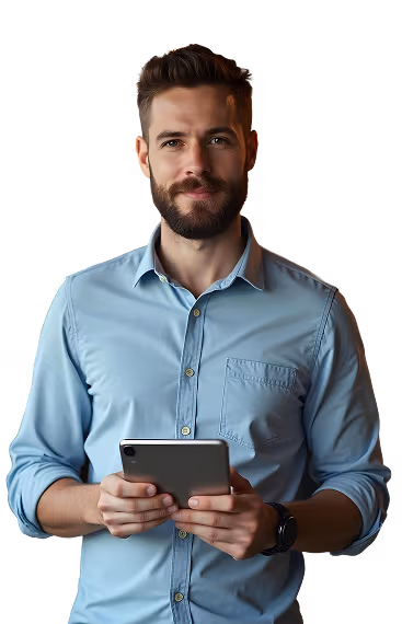 Profissional com tablet