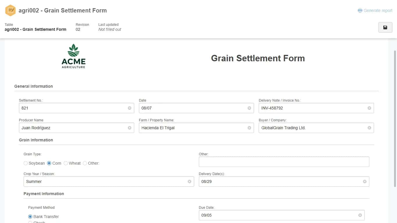 Automate the grain settlement process from end to end