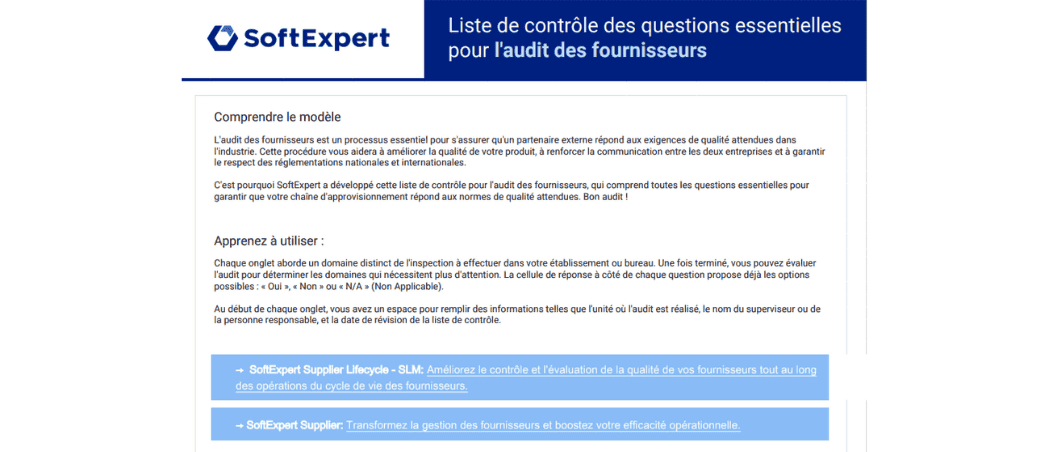 Checklist d’Audit des Fournisseurs