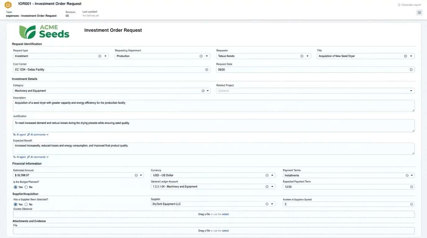 Strengthen governance over investment and purchasing requests